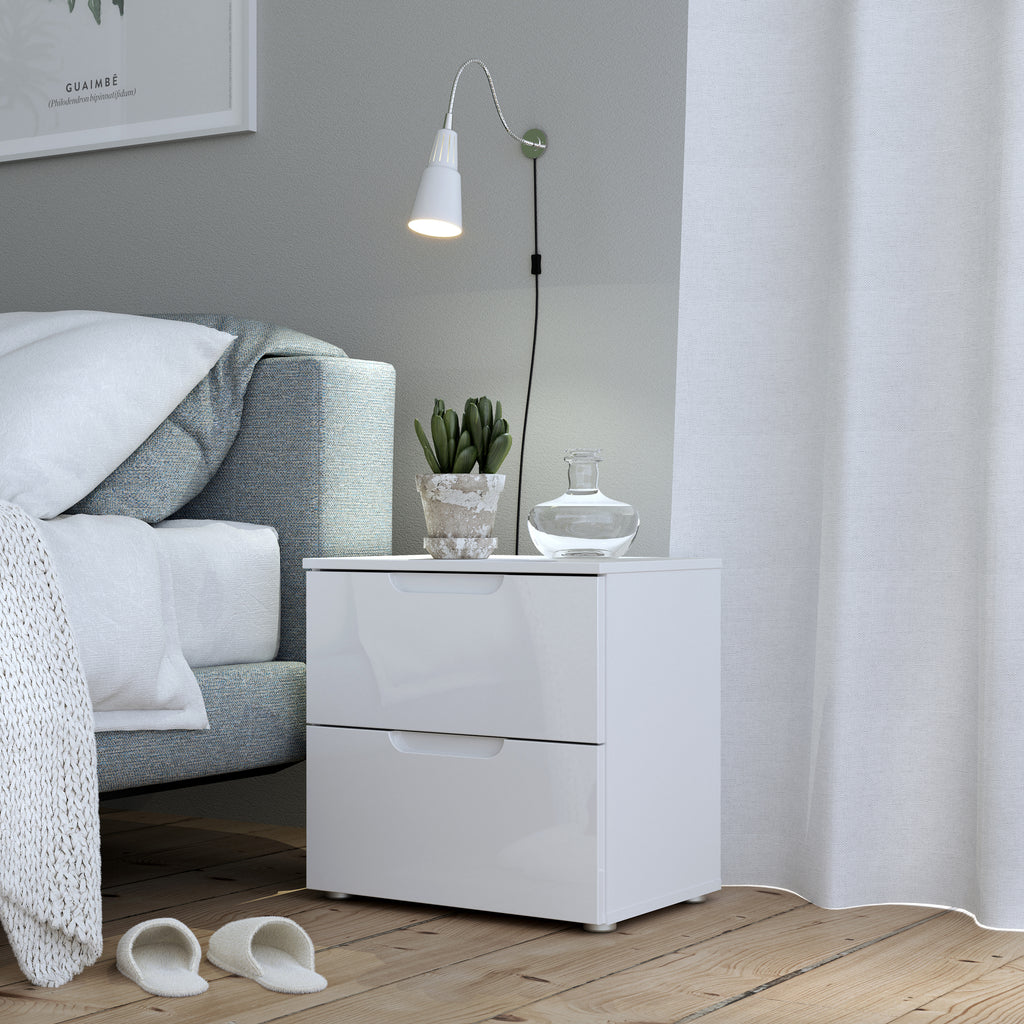 Serena Bedside in White/White High Gloss