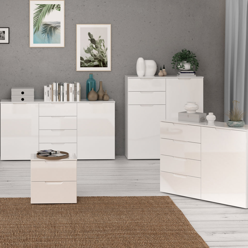 Serena Bedside in White/White High Gloss