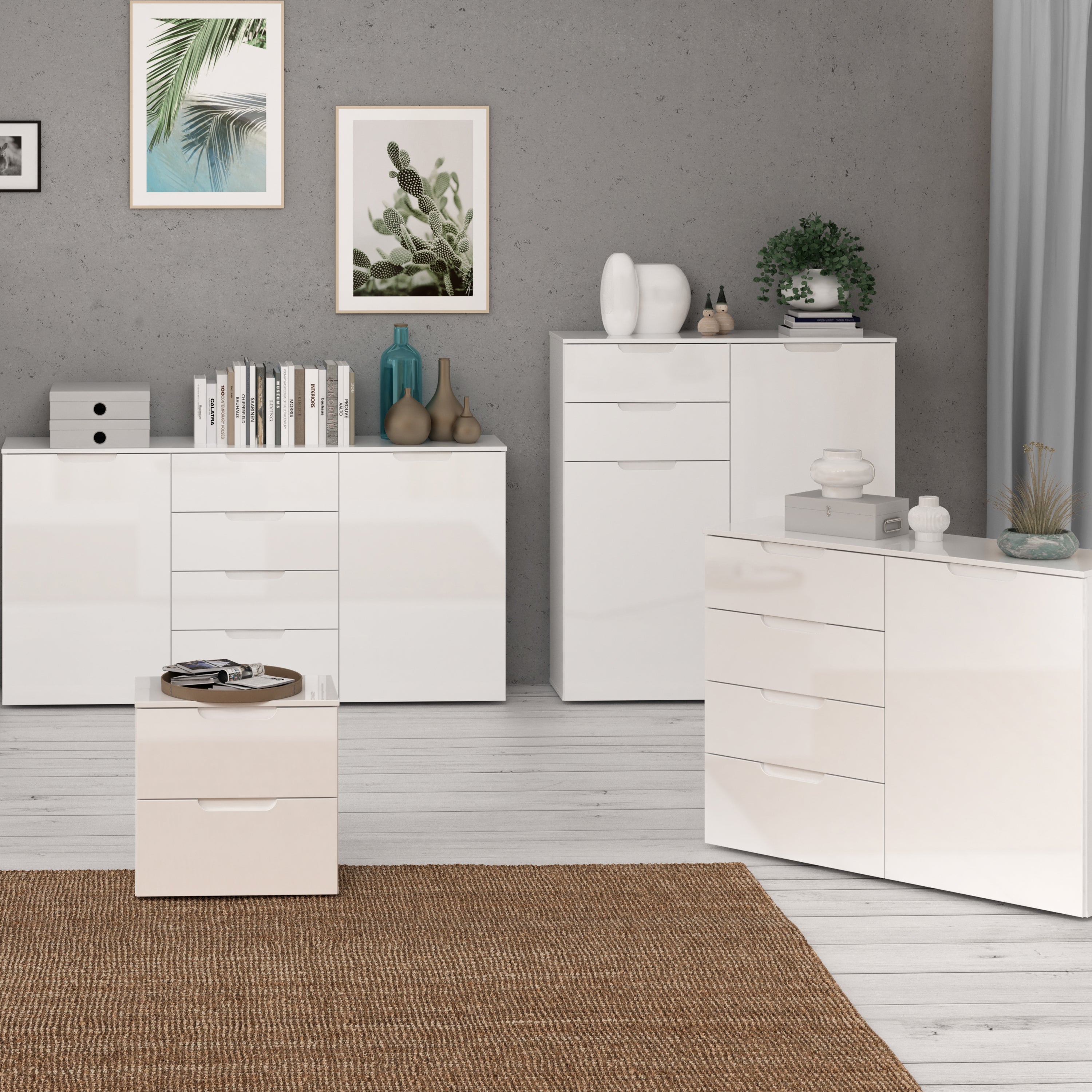 Serena Bedside in White/White High Gloss