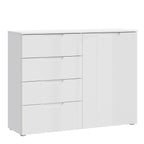 Serena 4 Chest of Drawers 1 Door in White/White High Gloss
