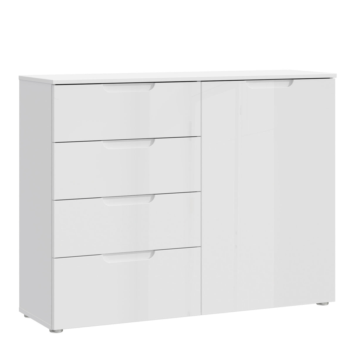 Serena 4 Chest of Drawers 1 Door in White/White High Gloss