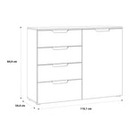 Serena 4 Chest of Drawers 1 Door in White/White High Gloss