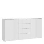 Serena Wide Chest of 4 Drawers and 2 Doors in White/White High Gloss