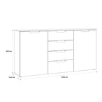 Serena Wide Chest of 4 Drawers and 2 Doors in White/White High Gloss