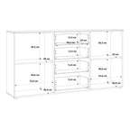 Serena Wide Chest of 4 Drawers and 2 Doors in White/White High Gloss