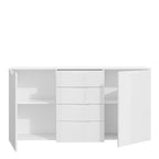 Serena Wide Chest of 4 Drawers and 2 Doors in White/White High Gloss
