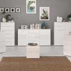 Serena Wide Chest of 4 Drawers and 2 Doors in White/White High Gloss