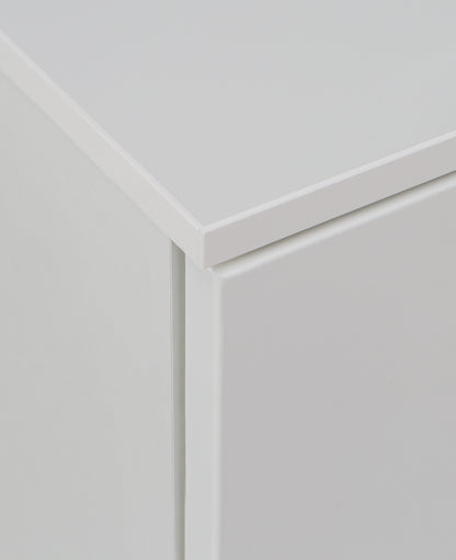 Serena Wide Chest of 4 Drawers and 2 Doors in White/White High Gloss