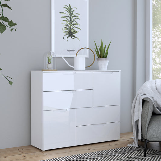 Serena Abstract Chest of in White/White High Gloss