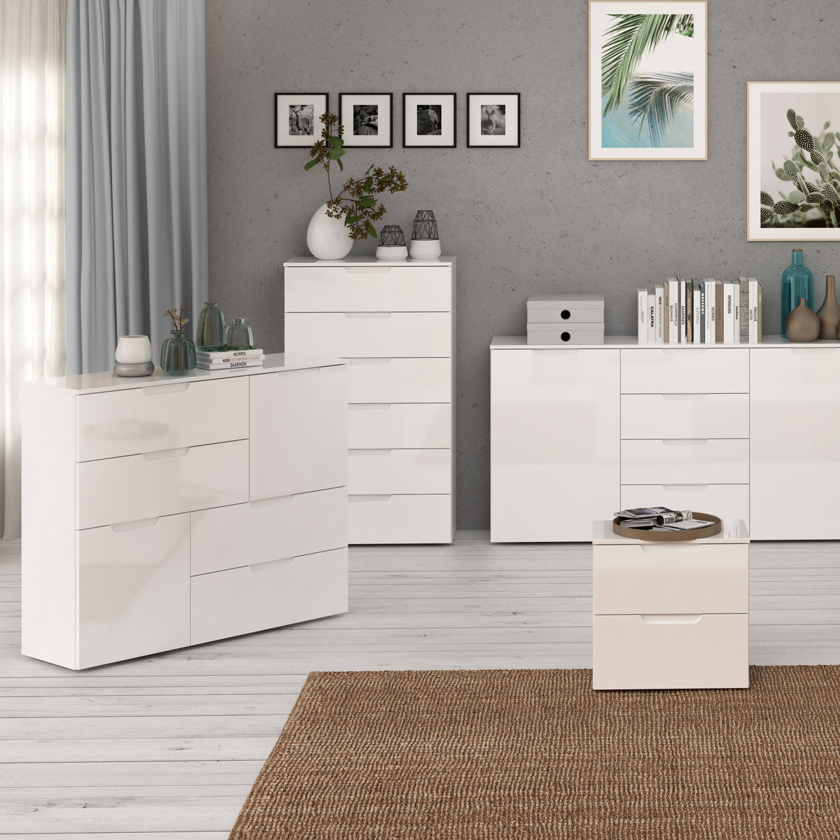 Serena Abstract Chest of in White/White High Gloss