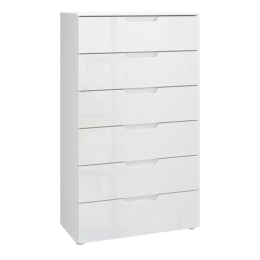 Serena Chest of 6 Drawers in White/White High Gloss