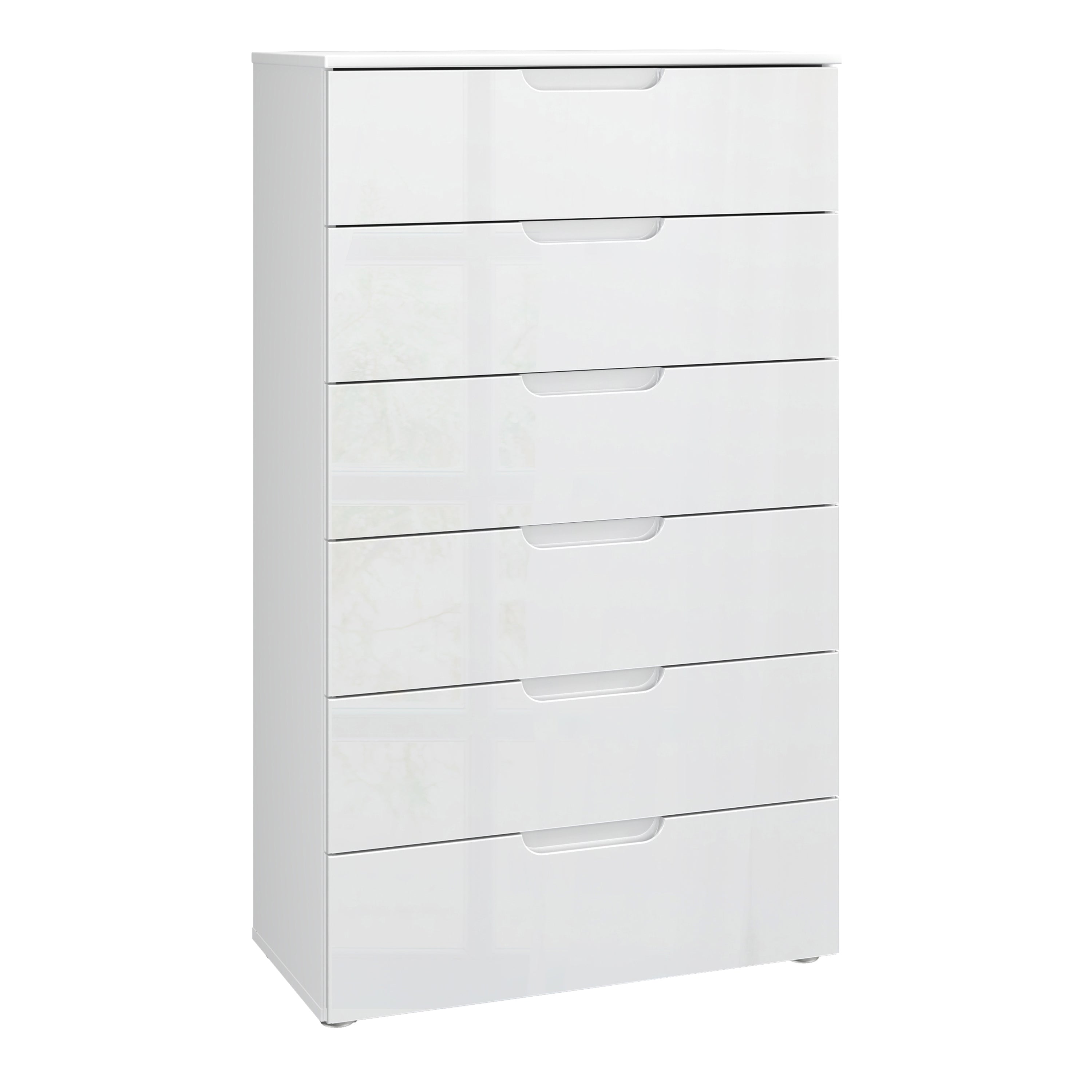 Serena Chest of 6 Drawers in White/White High Gloss
