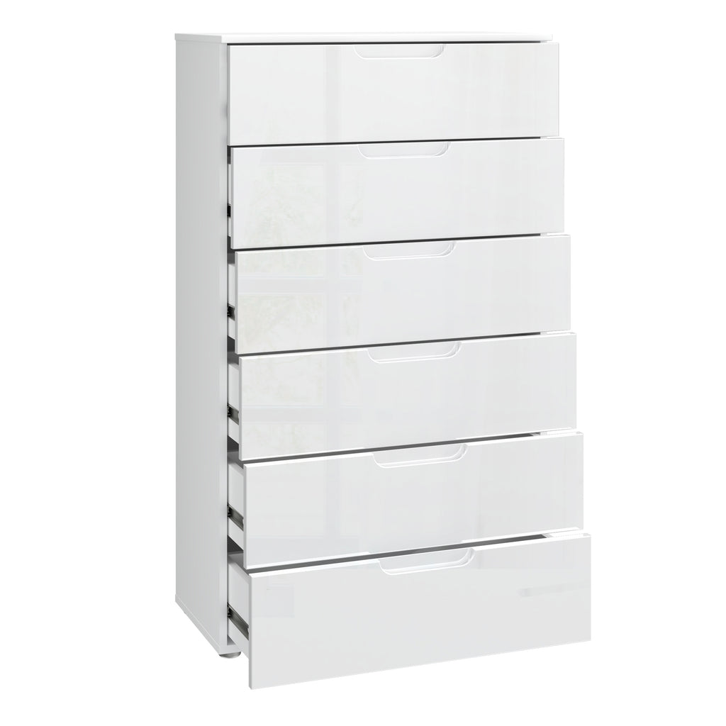 Serena Chest of 6 Drawers in White/White High Gloss