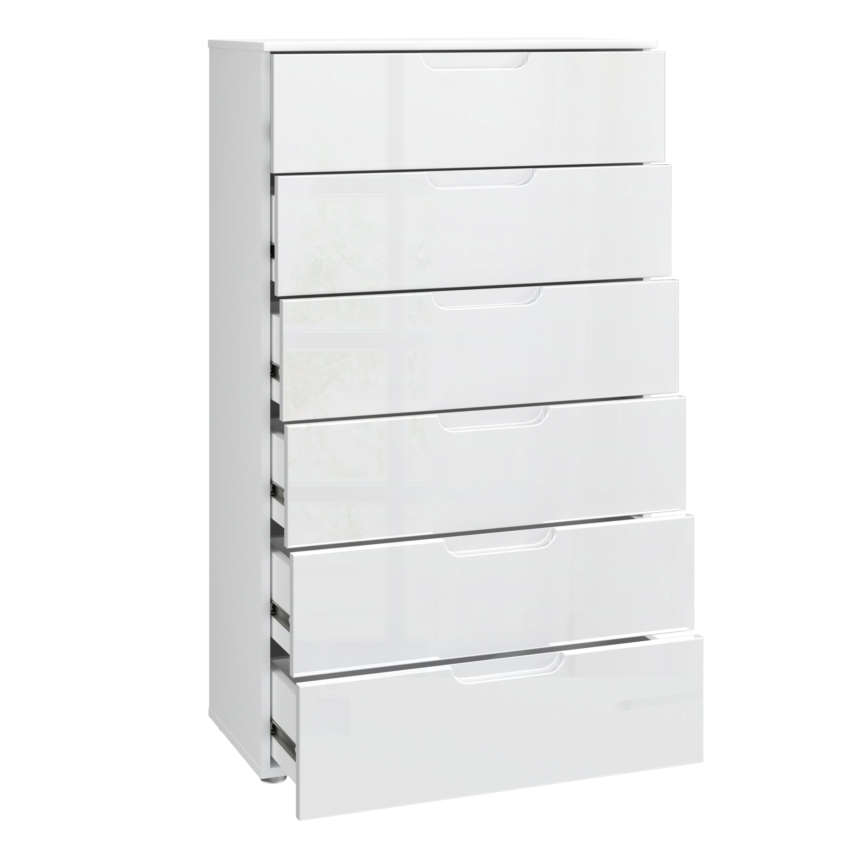 Serena Chest of 6 Drawers in White/White High Gloss