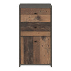 Brent Storage Cabinet 2 Drawers 1 Door in Concrete Optic Dark Grey/Old - Wood Vintage