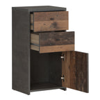 Brent Storage Cabinet 2 Drawers 1 Door in Concrete Optic Dark Grey/Old - Wood Vintage