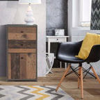 Brent Storage Cabinet 2 Drawers 1 Door in Concrete Optic Dark Grey/Old - Wood Vintage
