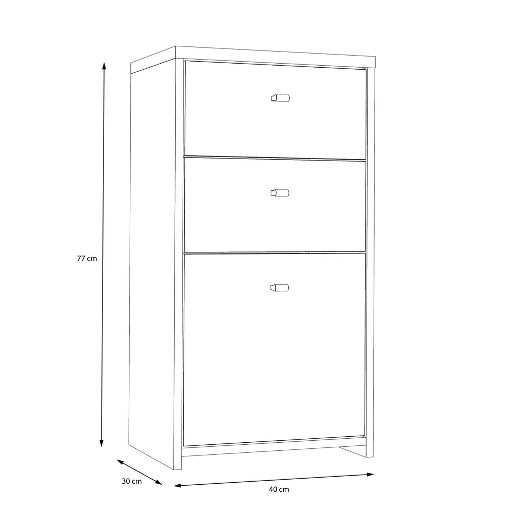 Brent Storage Cabinet 2 Drawers 1 Door in Concrete Optic Dark Grey/Old - Wood Vintage