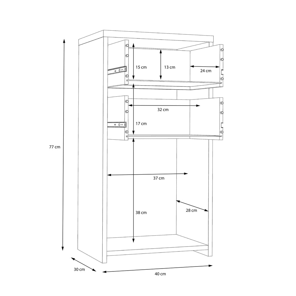 Brent Storage Cabinet 2 Drawers 1 Door in Concrete Optic Dark Grey/Old - Wood Vintage