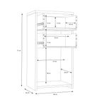 Brent Storage Cabinet 2 Drawers 1 Door in Concrete Optic Dark Grey/Old - Wood Vintage