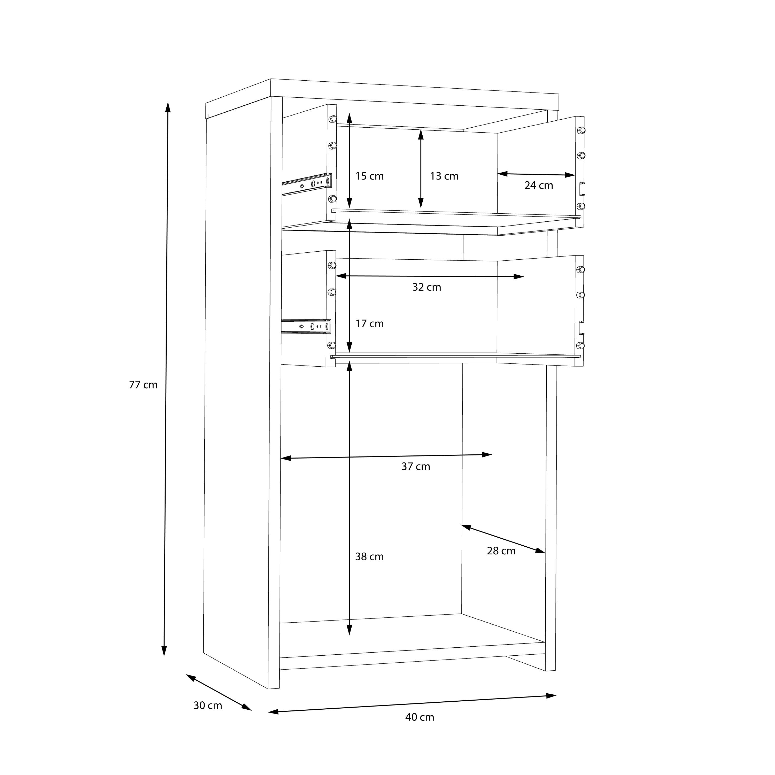 Brent Storage Cabinet 2 Drawers 1 Door in Concrete Optic Dark Grey/Old - Wood Vintage
