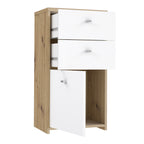 Brent Storage Cabinet 2 Drawers 1 Door in Artisan Oak/White