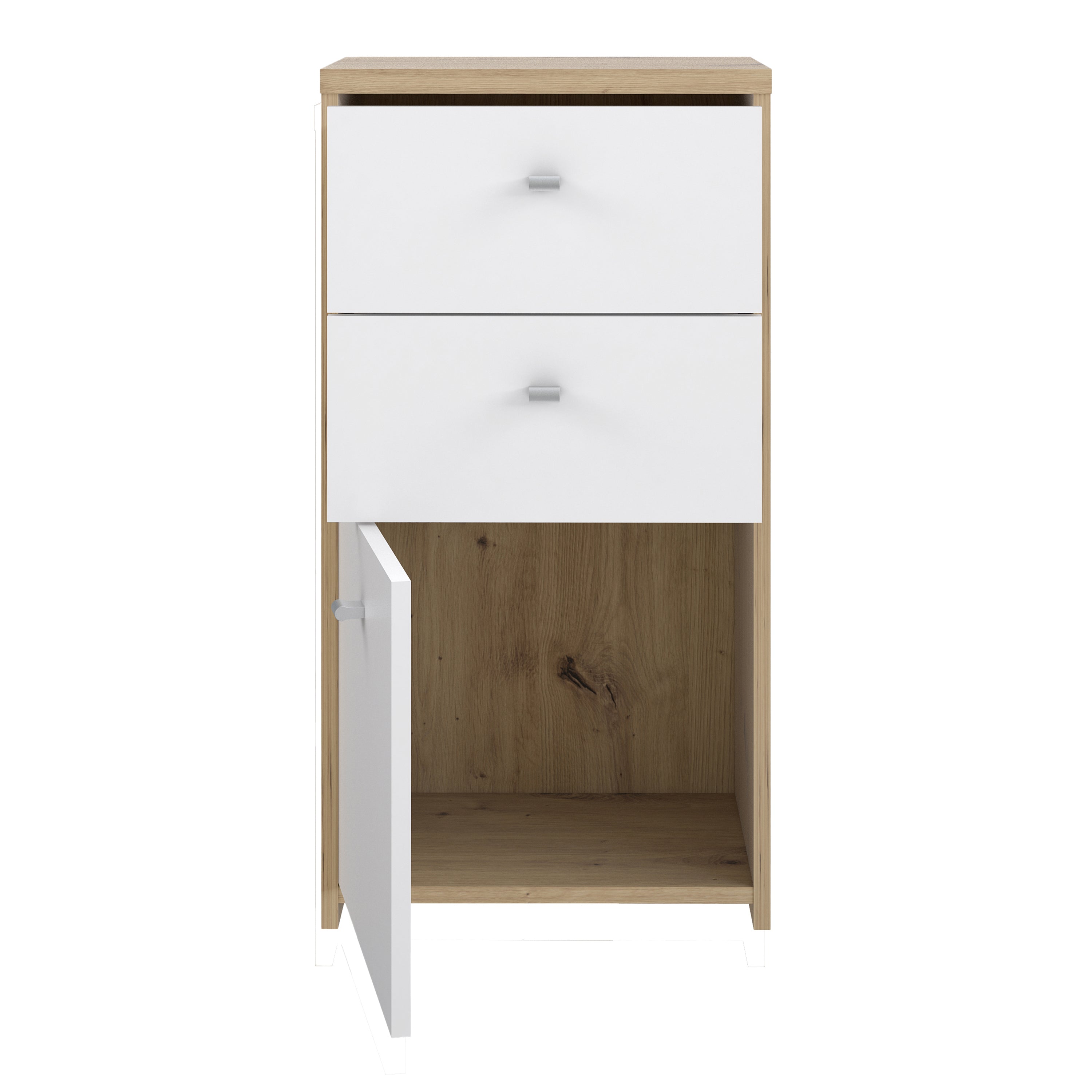 Brent Storage Cabinet 2 Drawers 1 Door in Artisan Oak/White