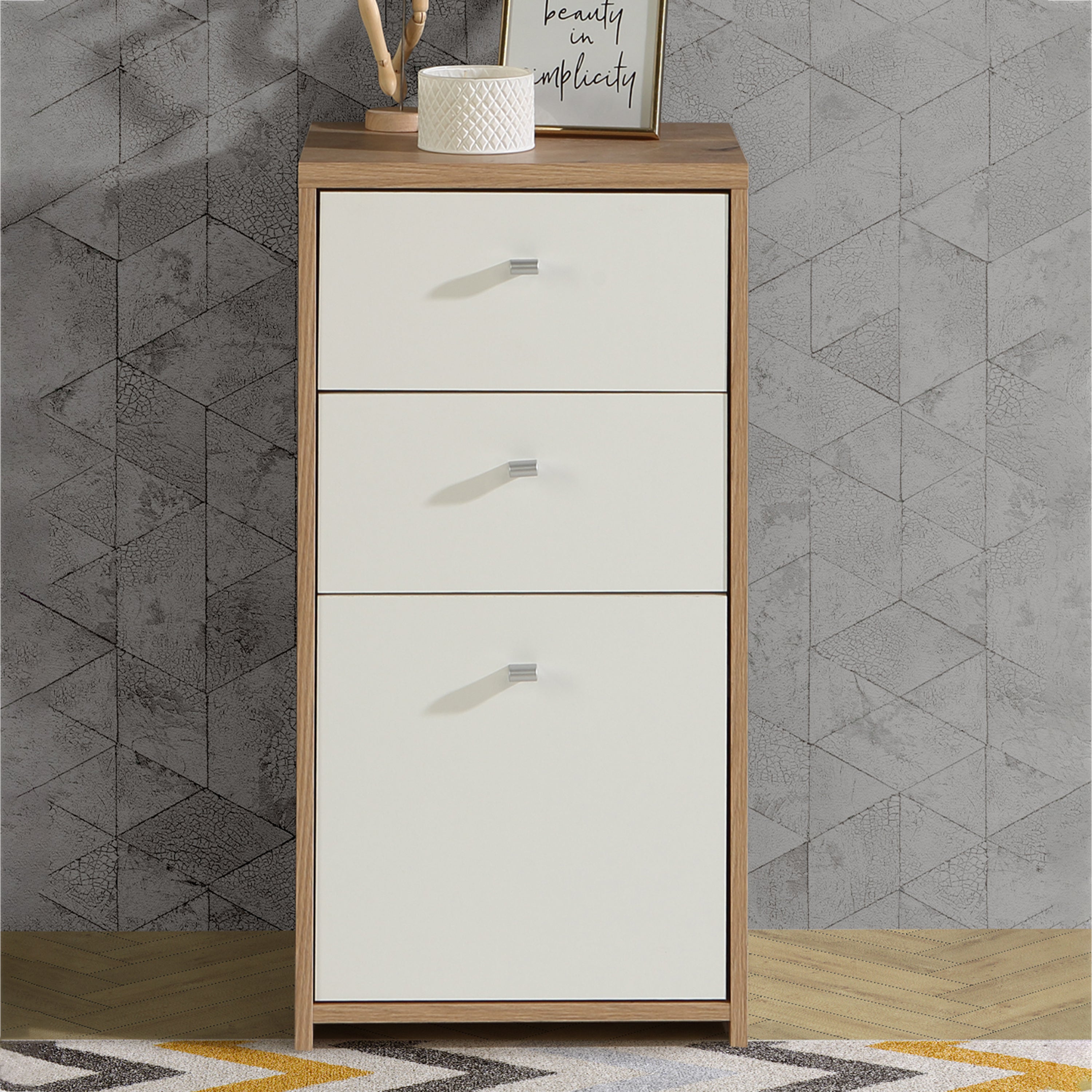 Brent Storage Cabinet 2 Drawers 1 Door in Artisan Oak/White