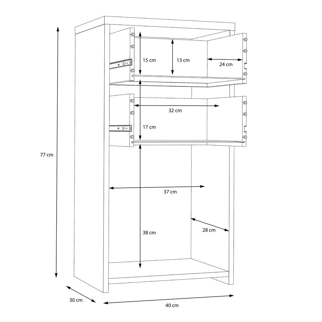 Brent Storage Cabinet 2 Drawers 1 Door in Artisan Oak/White