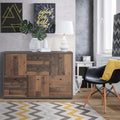 Brent Storage Cabinet with 2 Drawers and 5 Doors in Concrete Optic Dark Grey/Old - Wood Vintage