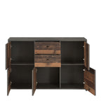 Brent Storage Cabinet with 2 Drawers and 5 Doors in Concrete Optic Dark Grey/Old - Wood Vintage