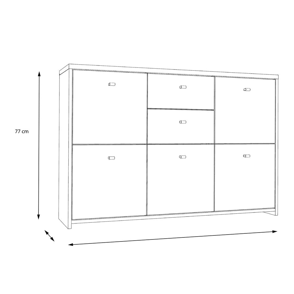 Brent Storage Cabinet with 2 Drawers and 5 Doors in Concrete Optic Dark Grey/Old - Wood Vintage