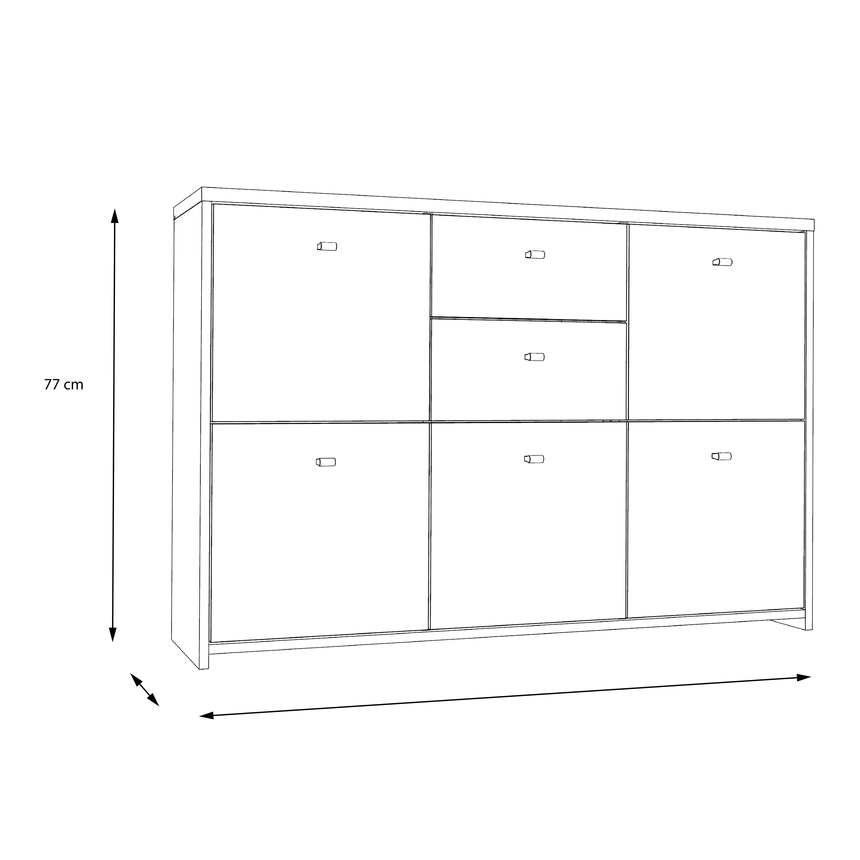 Brent Storage Cabinet with 2 Drawers and 5 Doors in Concrete Optic Dark Grey/Old - Wood Vintage