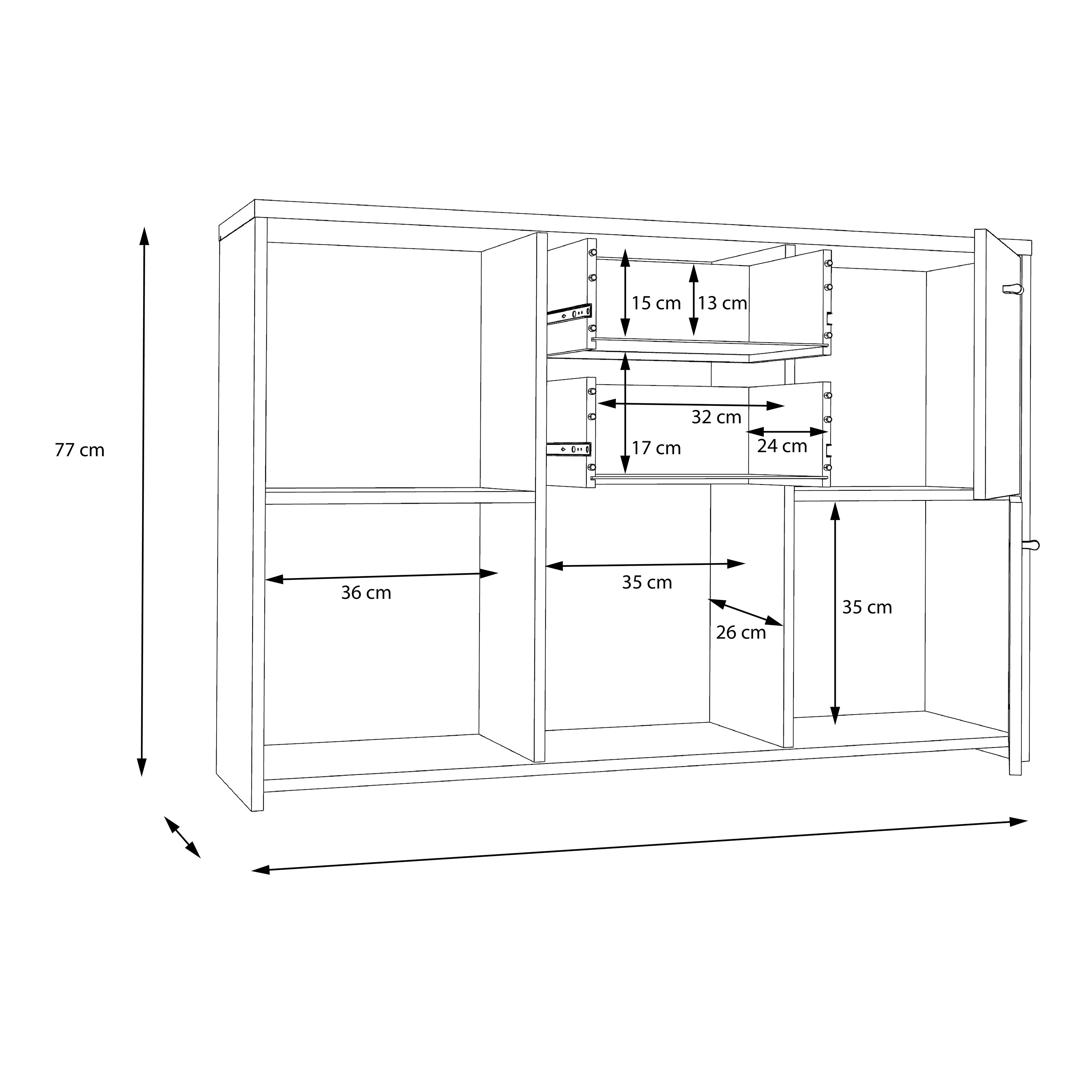 Brent Storage Cabinet with 2 Drawers and 5 Doors in Concrete Optic Dark Grey/Old - Wood Vintage