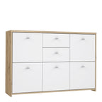 Brent Storage Cabinet with 2 Drawers and 5 Doors in Artisan Oak/White