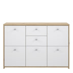Brent Storage Cabinet with 2 Drawers and 5 Doors in Artisan Oak/White