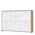 Brent Storage Cabinet with 2 Drawers and 5 Doors in Artisan Oak/White
