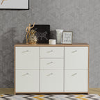 Brent Storage Cabinet with 2 Drawers and 5 Doors in Artisan Oak/White