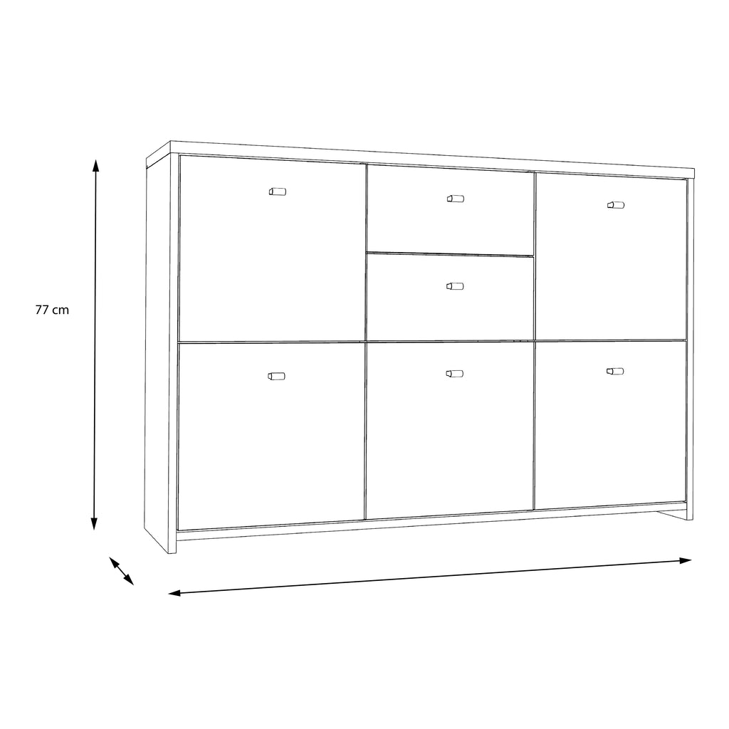 Brent Storage Cabinet with 2 Drawers and 5 Doors in Artisan Oak/White