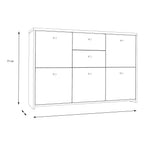 Brent Storage Cabinet with 2 Drawers and 5 Doors in Artisan Oak/White