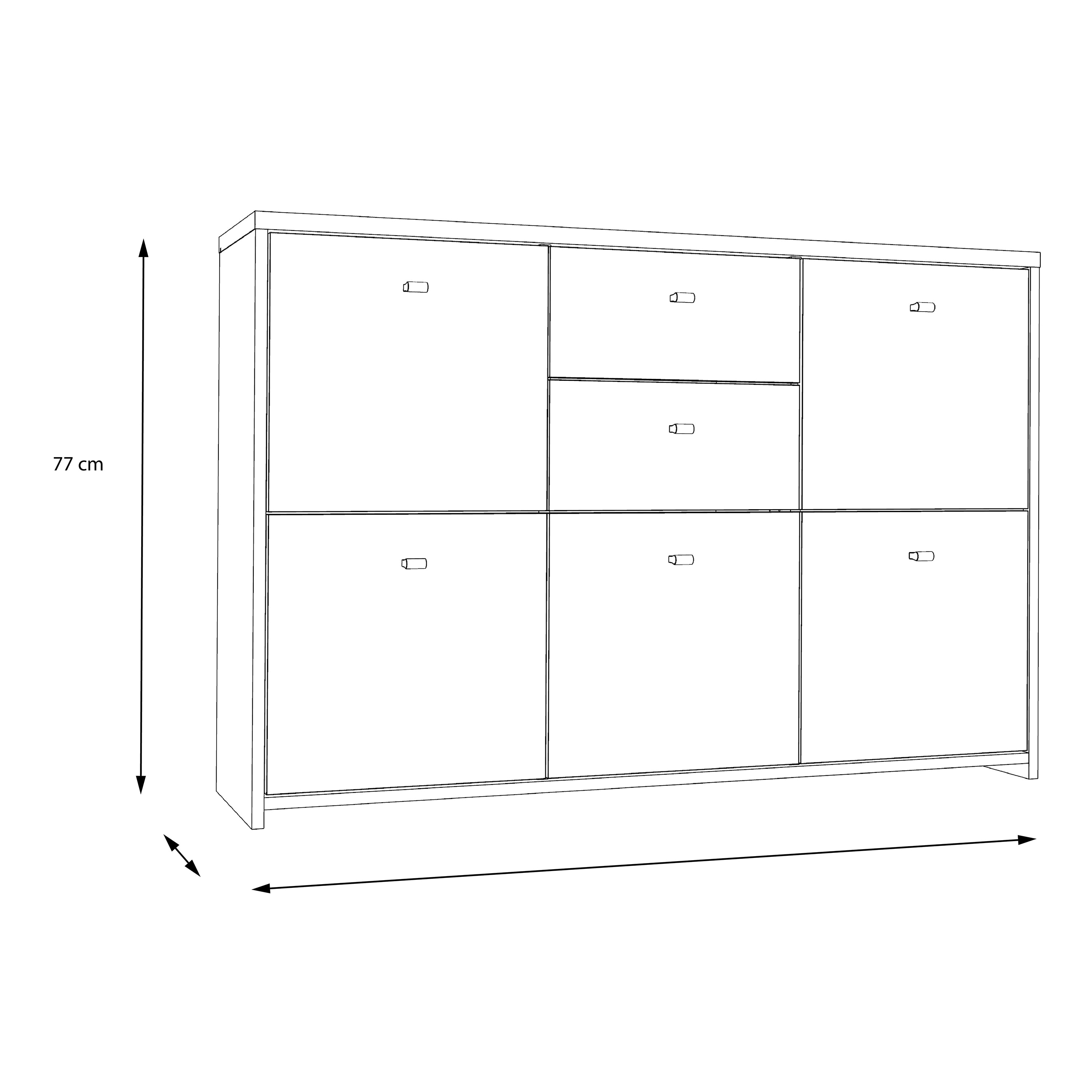 Brent Storage Cabinet with 2 Drawers and 5 Doors in Artisan Oak/White