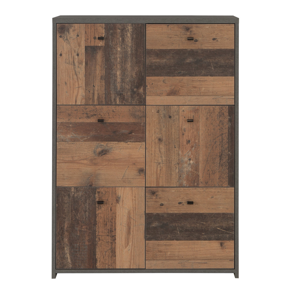Brent Storage Cabinet with 6 Doors in Concrete Optic Dark Grey/Old - Wood Vintage