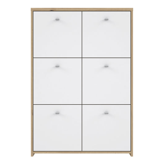 Brent Storage Cabinet with 6 Doors in Artisan Oak/White