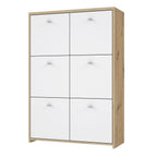Brent Storage Cabinet with 6 Doors in Artisan Oak/White