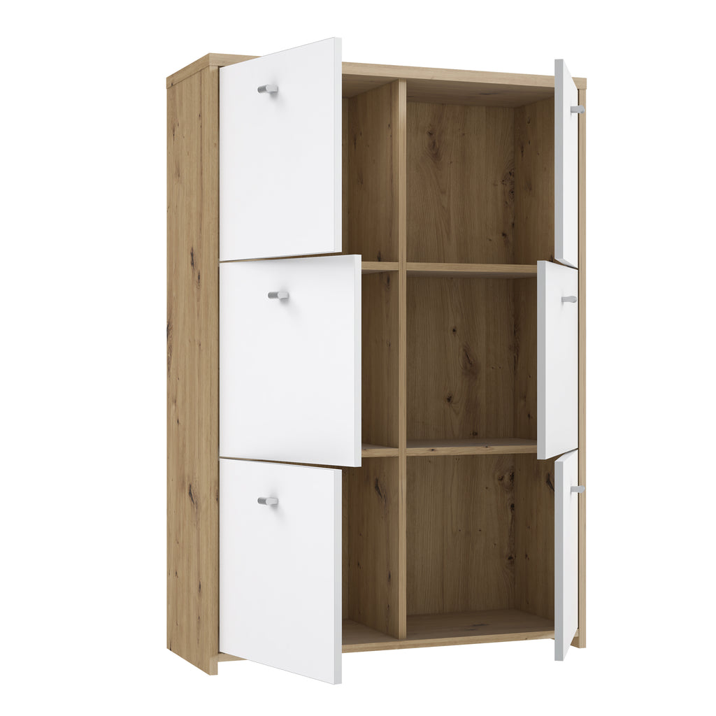 Brent Storage Cabinet with 6 Doors in Artisan Oak/White