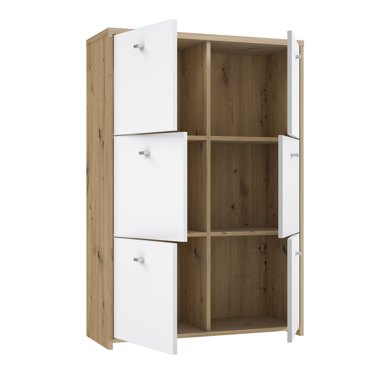 Brent Storage Cabinet with 6 Doors in Artisan Oak/White
