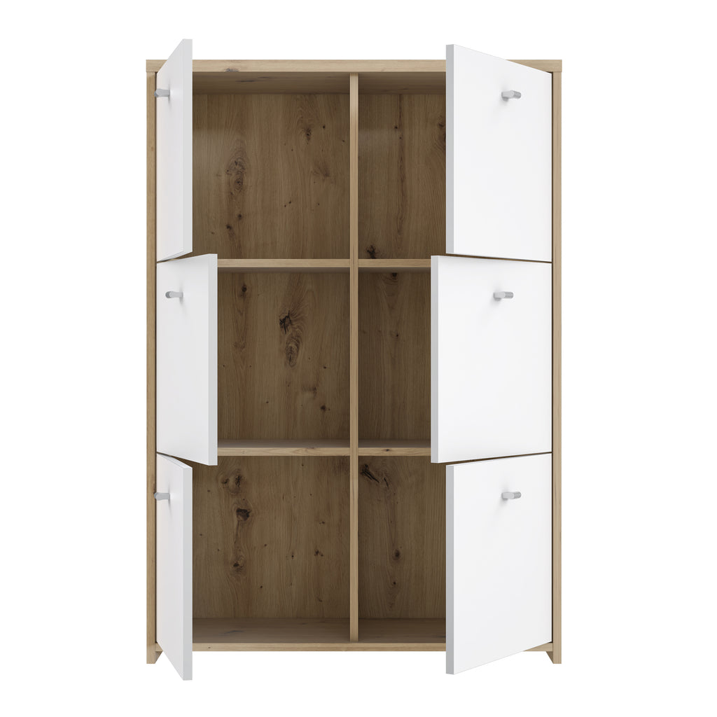 Brent Storage Cabinet with 6 Doors in Artisan Oak/White