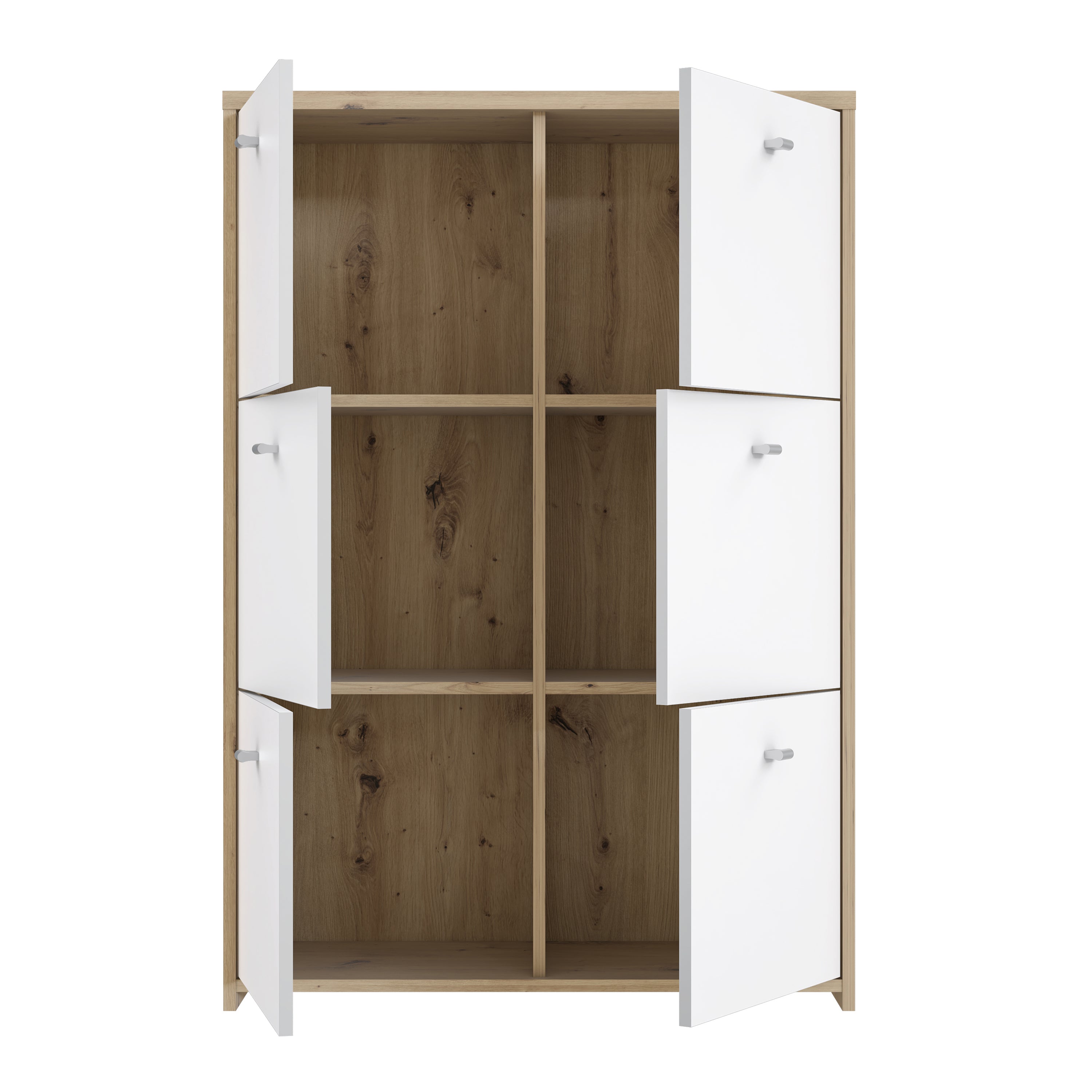 Brent Storage Cabinet with 6 Doors in Artisan Oak/White