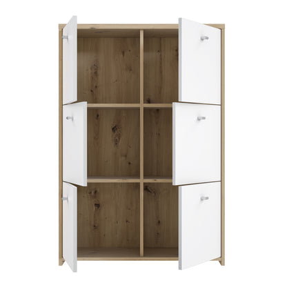 Brent Storage Cabinet with 6 Doors in Artisan Oak/White