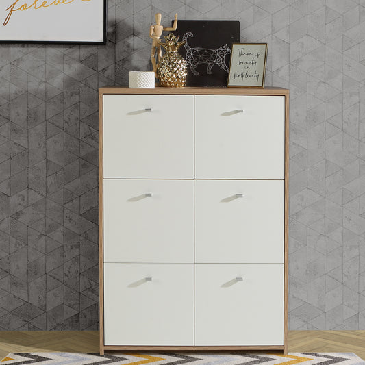 Brent Storage Cabinet with 6 Doors in Artisan Oak/White